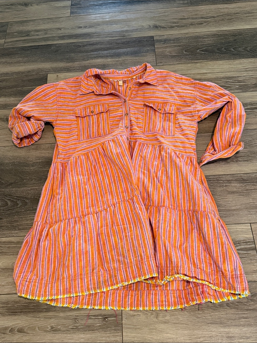 Pilcro Orange, Pink & Teal Striped Button-Front Shirt